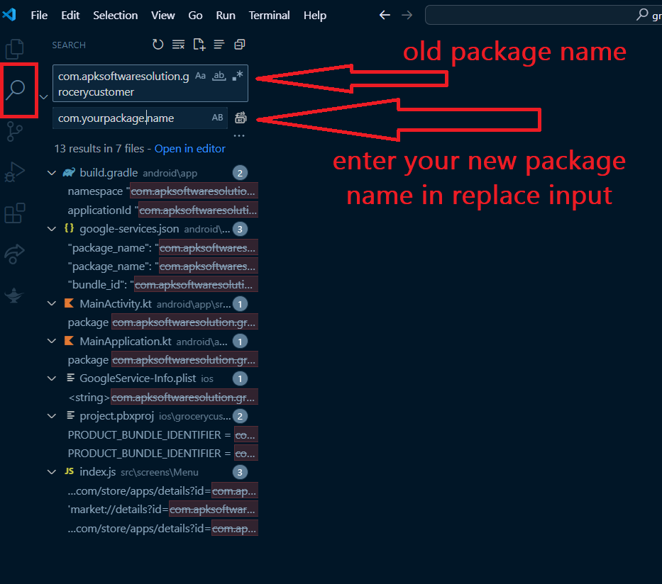 Android Package Name Setup
