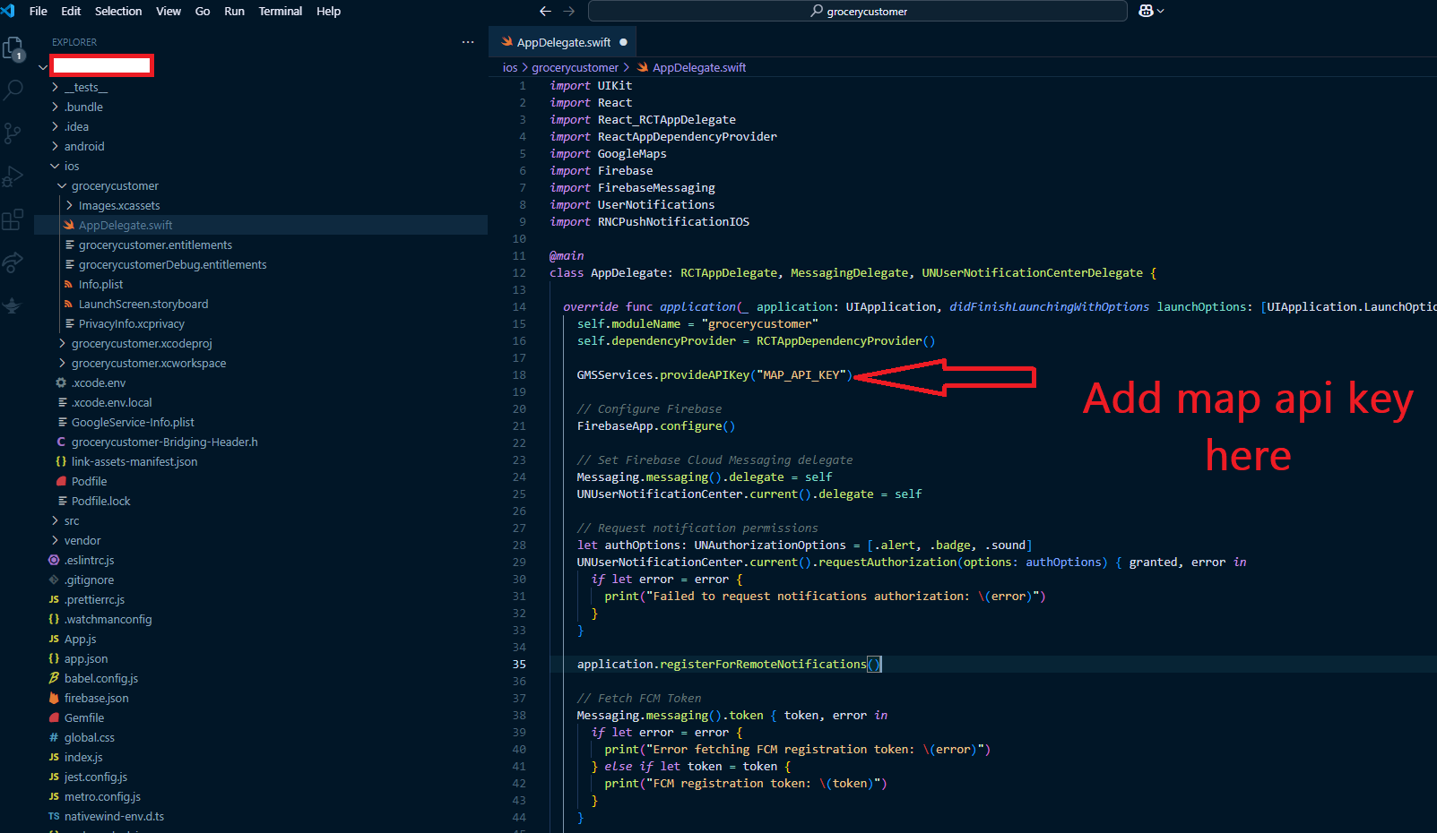 iOS Map API Key Setup